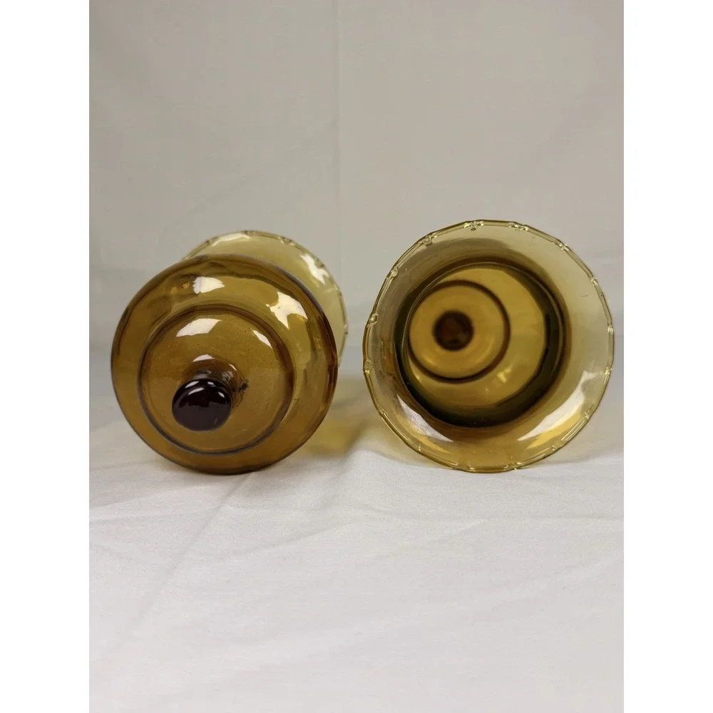 Vintage Amber Glass Lamp Shades Set Of 2 Mid Century Light Fixture Covers